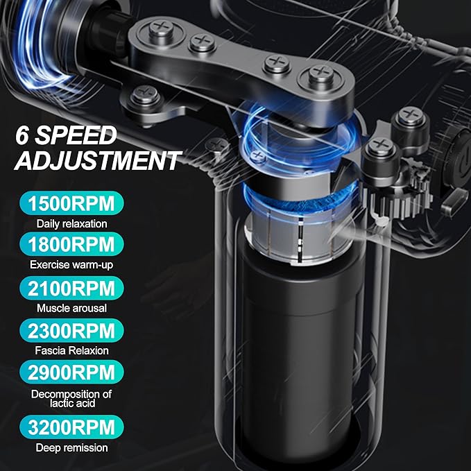 Deep Tissue Mini Massage Gun, Muscle Percussion Massager for Athletes, 4 Massages Head and 6 Speeds for Pain Relief, Grey