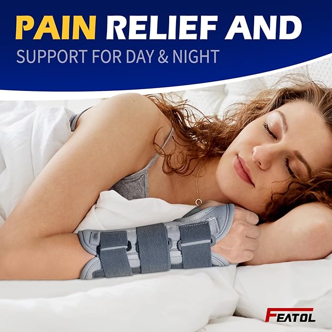 FEATOL Wrist Brace Splint Carpal Tunnel for Women Men, Night Wrist Sleep Support Brace, Left Hand, Large/X-Large, Pain Relief for Sprain, Arthritis, Tendonitis