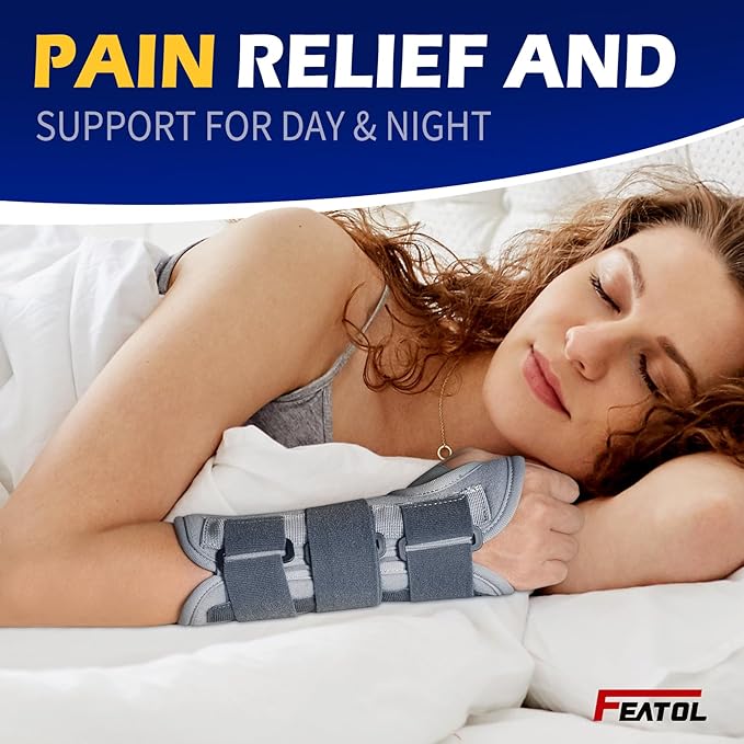 FEATOL Wrist Brace Splint Carpal Tunnel for Women Men, Night Wrist Sleep Support Brace, Left Hand, Medium/Large, Pain Relief for Sprain, Arthritis, Tendonitis