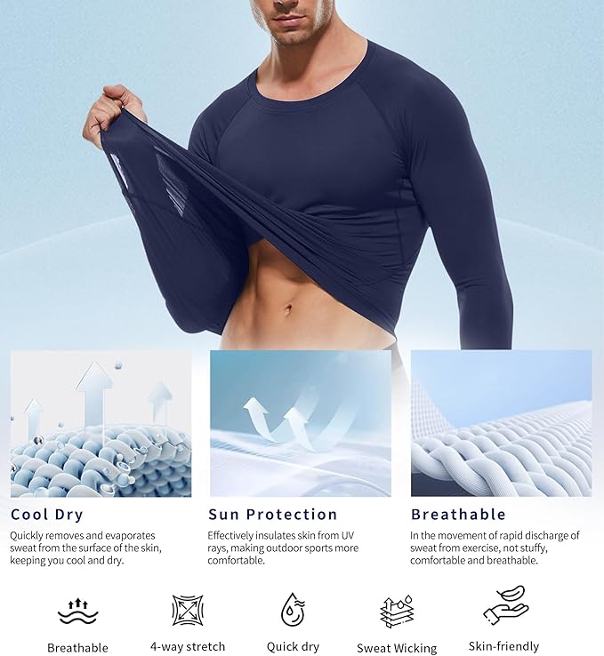 Compression Shirt Men Long Sleeve Quick Dry T-Shirt Athletic Workout Base Layer Running Sports Gym Undershirts