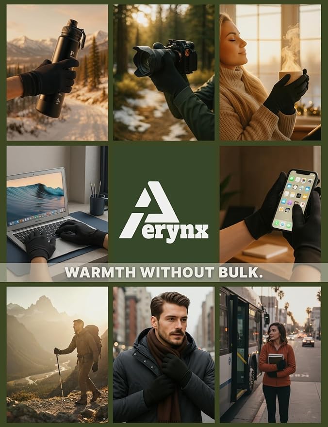 Lightweight Running Winter Gloves, Touch Screen Warm Gloves Liners for Cycling Biking Sporting Driving for Men Women X1