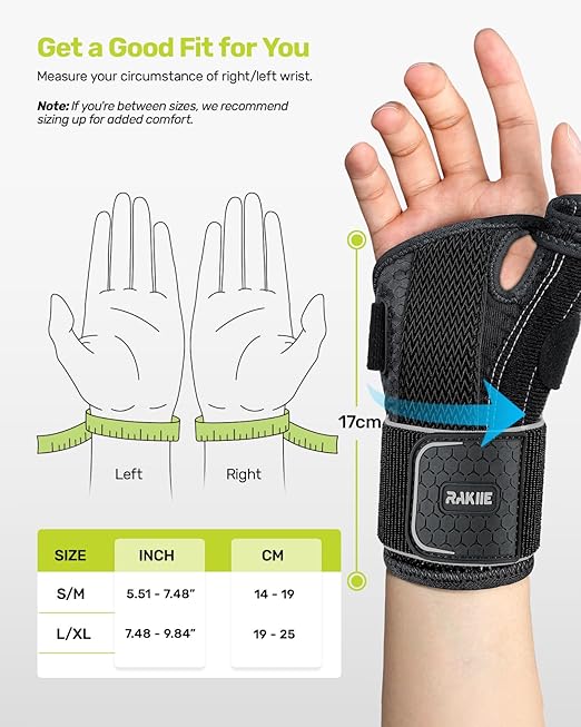 Thumb Brace, 5X Ergonomic Reinforced Support Carpal Tunnel Wrist Brace Night Support for Tendonitis, Arthritis, CMC Pain Relief, De Quervain's Tenosynovitis, Right Hand, Gray Size S/M(5.51-7.48")