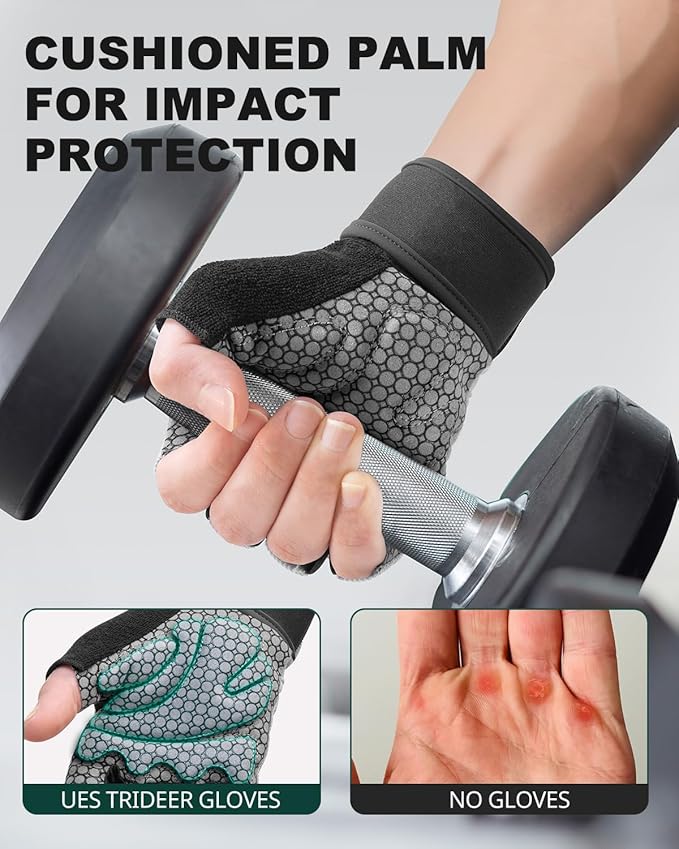 Trideer Weight Lifting Gloves for Women Men with Wrist Support, Workout Gloves Women Full Palm Protection for Gym Training, Fitness, Weightlifting & Pull Ups