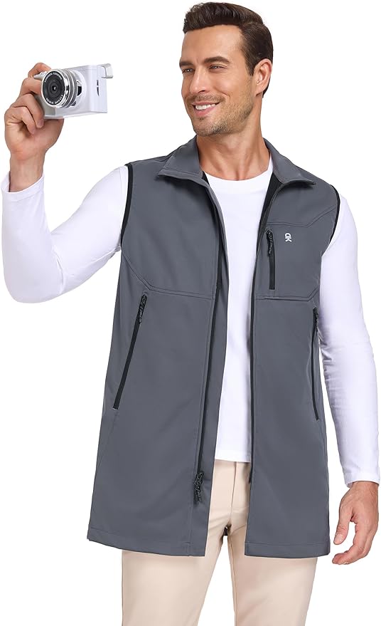Little Donkey Andy Men's Lightweight Softshell Vest Windproof Sleeveless Jacket for Travel Hiking Running Golf