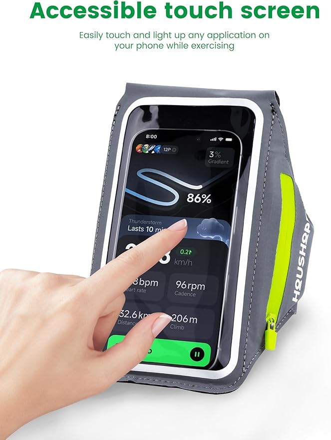 Running Armband with Cell Phone Armband for iPhone 17 16 Pro 15 14 13 Plus XR XS, Galaxy S24/S10 Water Resistant Sports Phone Holder Case & Card Slot & Key Pockets for 6.7" Phone