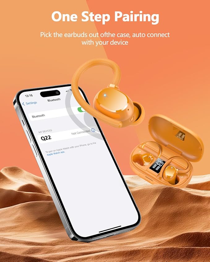 Wireless Bluetooth Earbuds Sport New Bluetooth 5.3 Headphones with LED Display Powerful Bass Over Ear Earphones with Earhooks IP7 Waterproof for Gym