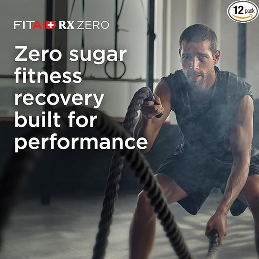 FITAID RX Zero Sugar, Encapsulated Creatine, Workout Recovery Drink, All-In-One Blend, BCAAs, Glucosamine, Turmeric, B-Complex, Electrolytes, Variety Pack, 12 Fl Oz (Pack of 12)