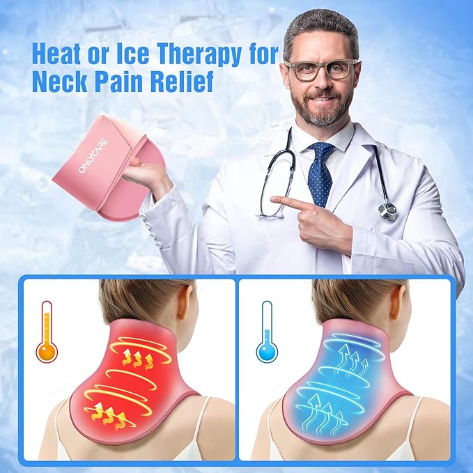 ONLYCARE Neck Ice Pack Wrap Gel - Upgraded Shoulder Ice Packs for Injuries Reusable, Hot and Cold Compress Ice Packs for Neck, Relief of Pain, Swelling, Sprains, Office Pressure