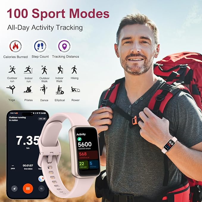 Fitness Tracker,Smart Watch with 24/7 Heart Rate Blood Oxygen Sleep Monitor,1.47" HD Touchsreen with Step & Calorie Counter 100+ Sport Modes Health Activity Trackers for Men and Women (Pink)