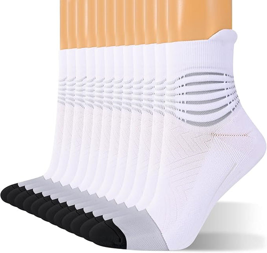 IRAMY Compression Ankle Support Socks Women - Coolmax Wicking, Cushioned Athletic, Plantar Fasciitis Relief 2/3/6 Pairs