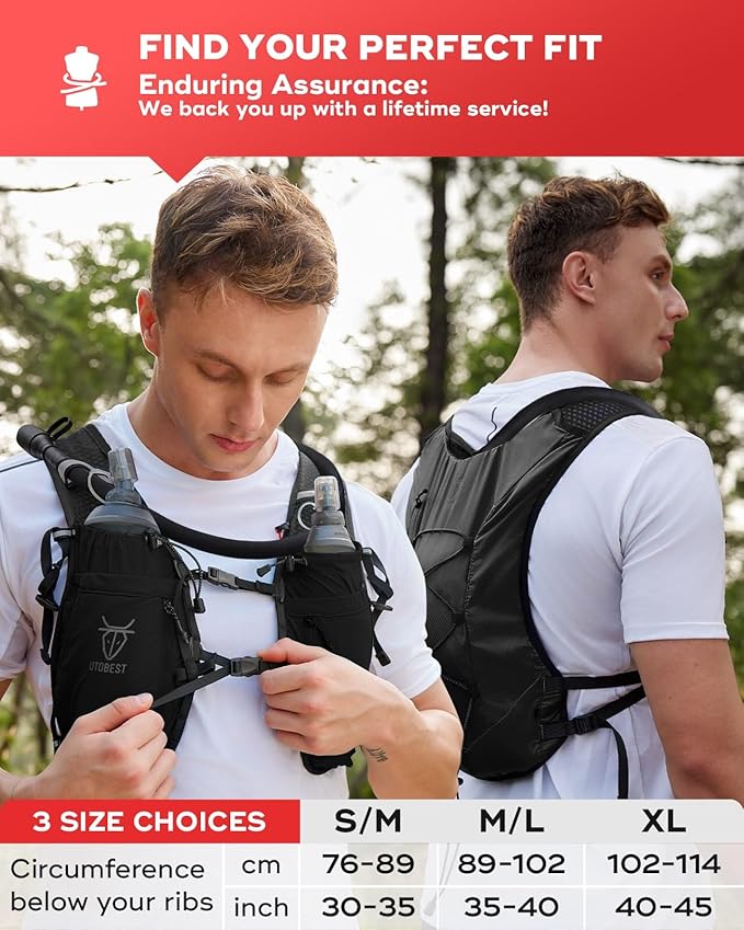 Upgrade Running Hydration Vest 10L, Running Backpack for Women Men Multi-Functional Storage, Adjustable Water Vest for Trail Marathon Race Jogging Cycling