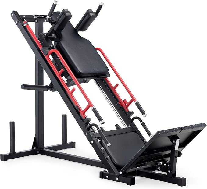 Marcy Commercial-Style Hack Squat and Leg Press Machine with 4-Level Safety Bar, Dual-Function Heavy-Duty Full Lower Body Strength Training Equipment for Home Use