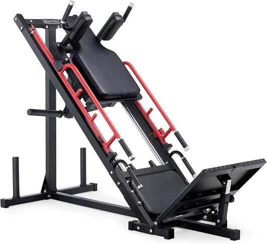 Marcy Commercial-Style Hack Squat and Leg Press Machine with 4-Level Safety Bar, Dual-Function Heavy-Duty Full Lower Body Strength Training Equipment for Home Use