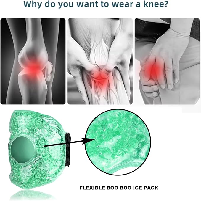 Knee Cold Pack,Gel Beads Knee Cold Pack for Injury, Reusable Soft Gel Freeze Knee Wrap, Ice Packs for Knee Surgery, Joint Pain, Arthrit and Chronchron Pain, Relief Swelling, Bruises(2 PCS)