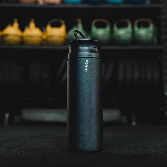 FORME - Blender Shaker Bottle, Leakproof Double Insulated Stainless Steel, Noiseless Shaker Bottle for Hot & Cold Drinks, Ideal for Protein & Supplement Shakes (Charcoal, 33.8 ounces)