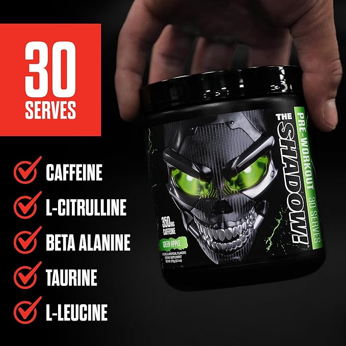 JNX SPORTS The Shadow! 350mg of Caffeine Hard Core Preworkout - Strawberry Pineapple 30 Servings | Electric Energy, Mental Focus & Superhuman Strength for Men & Women