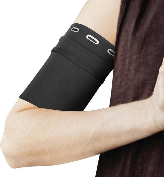 PATIKIL Universal Running Armband Sleeve 6.69"x3.94", Cell Phone Arm Bands Sleeve with Zipper Pocket for Key Earphones Credit Cards Sports Gym Workouts Exercise (M, Black)