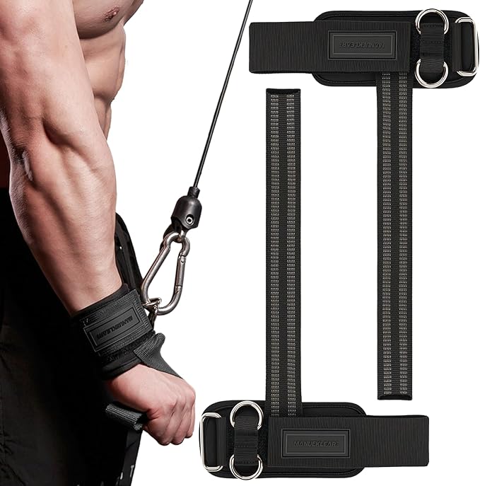 MANUEKLEAR Non-Slip Wrist Straps for Weightlifting Deadlifting, Gym Lifting Straps with D Rings for Cable Machine Workout, 10mm Neoprene Padded Weight lifting Wrist Wraps for Men Women