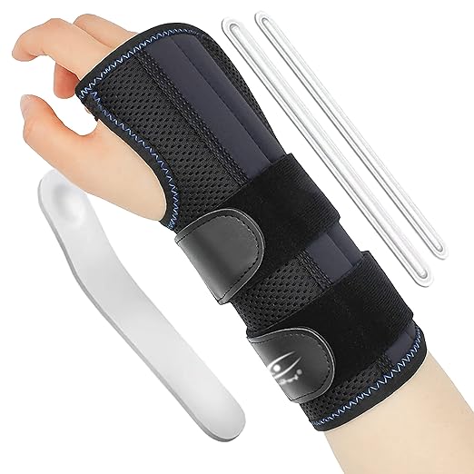 HiRui Wrist Brace for Carpal Tunnel Arthritis, Wrist Support with Splints Compression Hand Support for Tendonitis Sprain, Fits Day&Night Sleep Support, Adjustable (Large, Right Hand (Pack of 1))