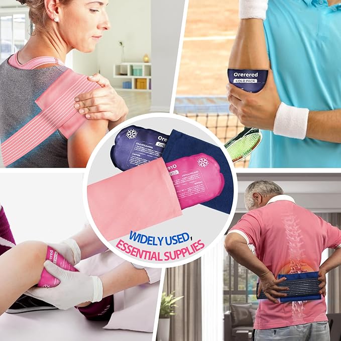 Ice Packs for Injuries Reusable, 3-Piece Set Soft Cold Gel Soft Ice Wrap for Injury, Alleviate Joint and Muscle Pain - Adjustable & Flexible Ice Wrap for Back, Shoulders, Neck, Arm and Legs Pink