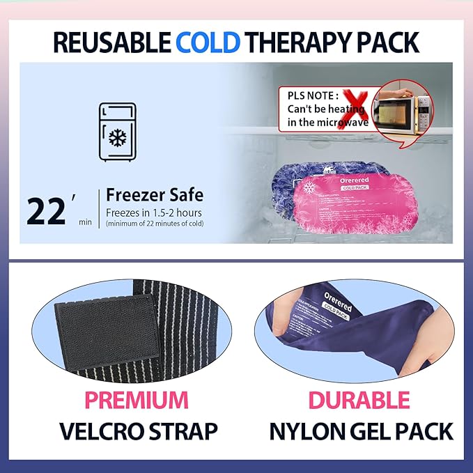 Ice Packs for Injuries, 3-Piece Set Reusable Gel Ice Wrap for Injury Recovery, Alleviate Joint and Muscle Pain - Adjustable & Flexible for Knees, Back, Shoulders, Neck, Arms and Legs Navy
