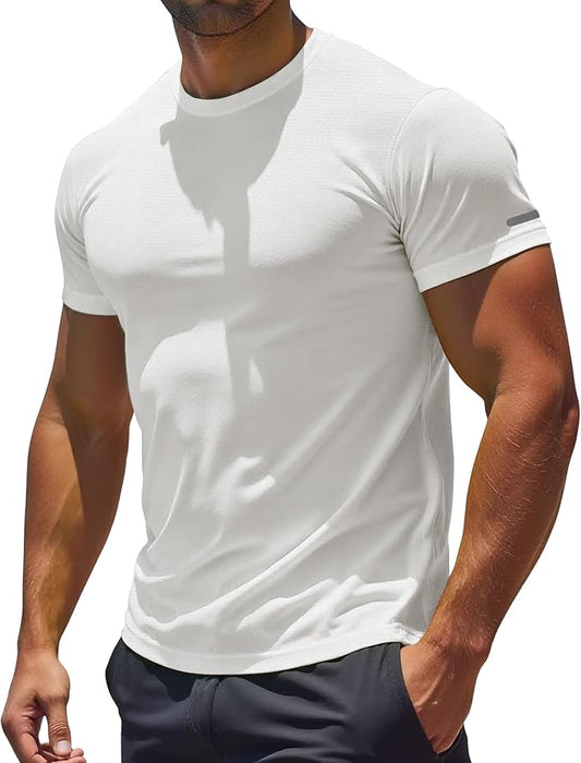 Workout Shirts Men Moisture Wicking T-Shirt Quick Dry Running Short Sleeve Gym Performance Active Tee Athletic Fit