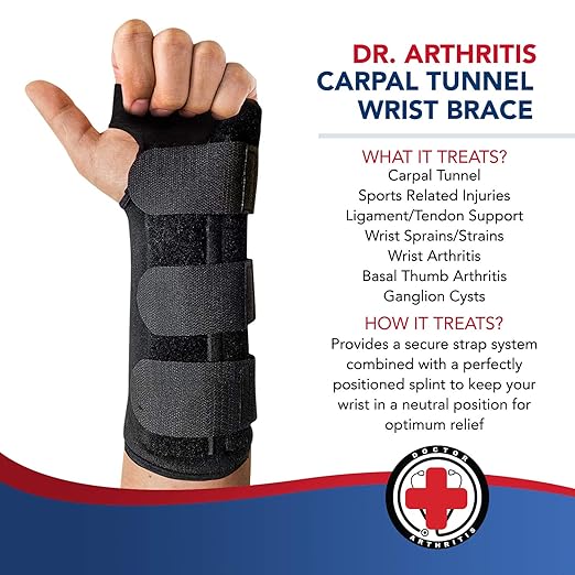 Doctor Developed Carpal Tunnel Wrist brace, Relief for carpal tunnel, injuries, wrist support for arthritis, hand support with wrist splint (Left Hand)
