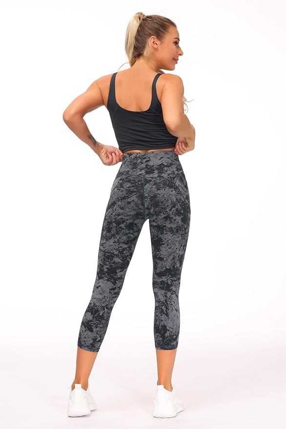 THE GYM PEOPLE Thick High Waist Capris Yoga Pants with Pockets, Tummy Control Workout Running Yoga Leggings for Women