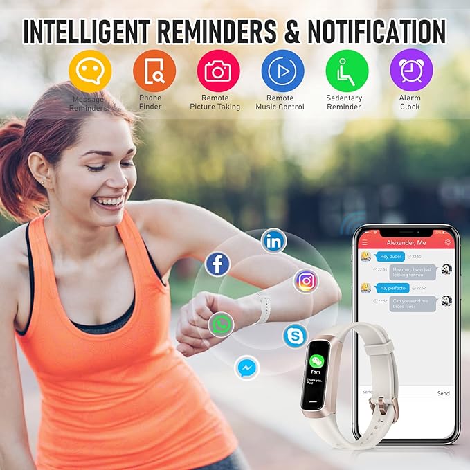 Fitness Tracker, Step Tracker with 24/7 Heart Rate, Blood Oxygen, Blood Pressure Watch, Sleep Trackers with 1.1" AMOLED Touch Color Screen, Calories Step Counter Activity Pedometer for Women Men