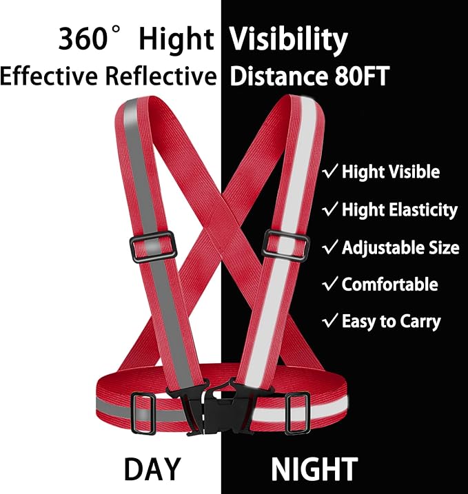 High Visibility Reflective Vest Safety Vest Running Reflective Gear Adjustable Reflective Vest for Walking,Jogging,Hiking,Night Cycling