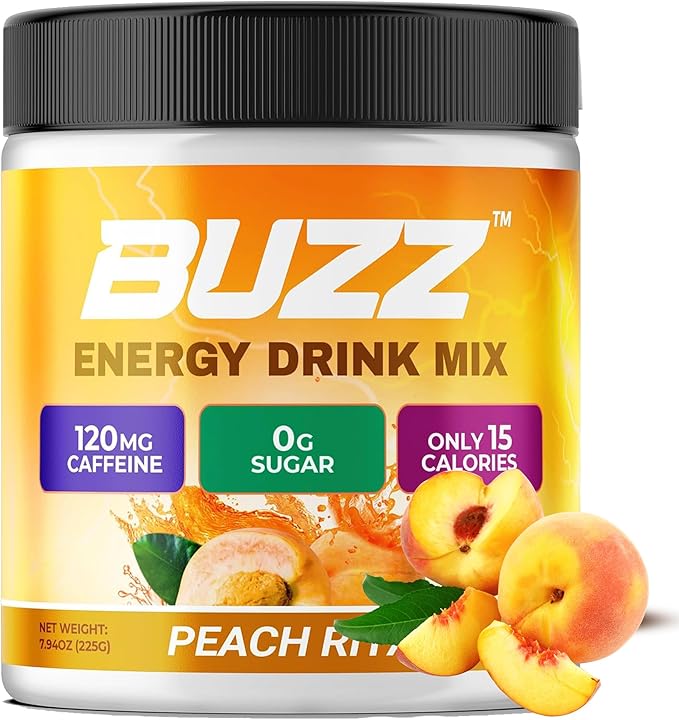 Morning Buzz Energy Drink Powder - Energy Boost Drink Mix - Sugar-Free Energy with Antioxidants - Morning Kickstart and Sports Nutrition Endurance Product - 30 Servings, Peach Rita, 8 Ounces