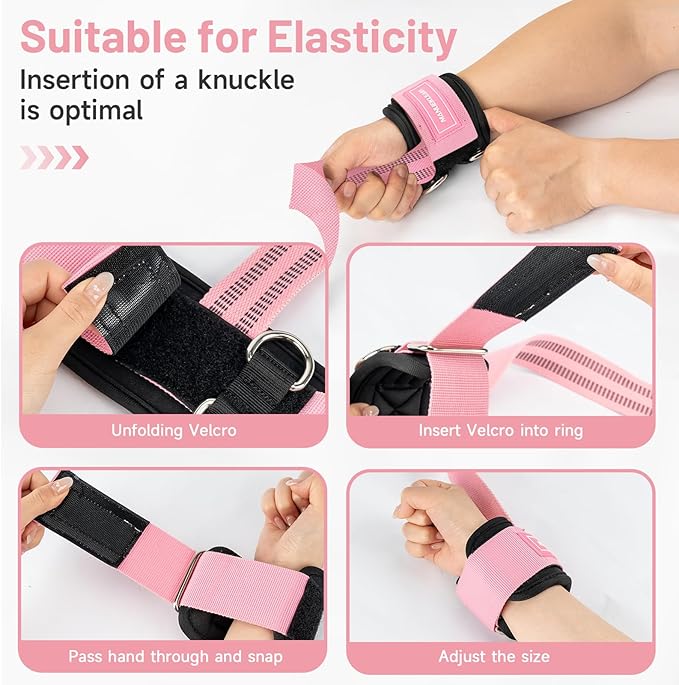 MANUEKLEAR Non-Slip Wrist Straps for Weightlifting Deadlifting, Gym Lifting Straps with D Rings for Cable Machine Workout, 10mm Neoprene Padded Weight lifting Wrist Wraps for Men Women
