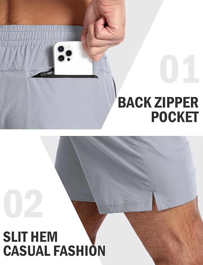 Aolesy Men's 5''/7'' Running Shorts Quick Dry Workout Gym Shorts with Pockets, Tennis Training Athletic(Linerless & Liner)