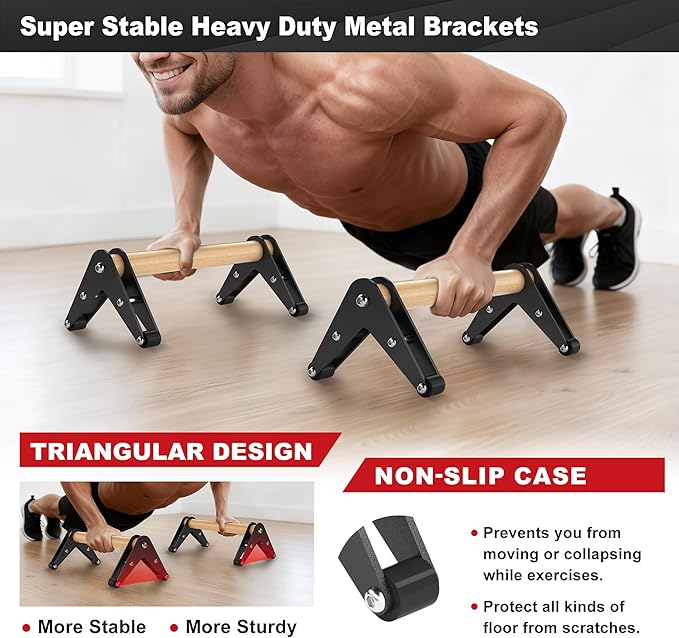 Push Up Bar - Heavy-Duty Stainless Steel Pushup Stands with Non-Slip Base, 500LB Capacity, Portable Home Gym Equipment for Strength Training & Floor Workout