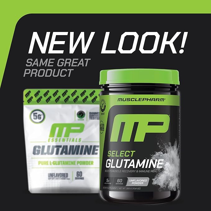 MusclePharm Glutamine, Pure L-Glutamine Powder Supplement for Post Workout Muscle Recovery, Energy & Gut Health, 5g L Glutamine Powder per Serving, Gluten-Free, Unflavored, 60 Servings