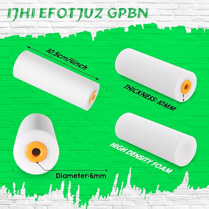100 Pcs 4 Inch Foam Paint Roller High Density Foam Roller Mini Paint Roller Refills Paint Edger Tool for Walls Brings Smooth Finishes Flat Surfaces