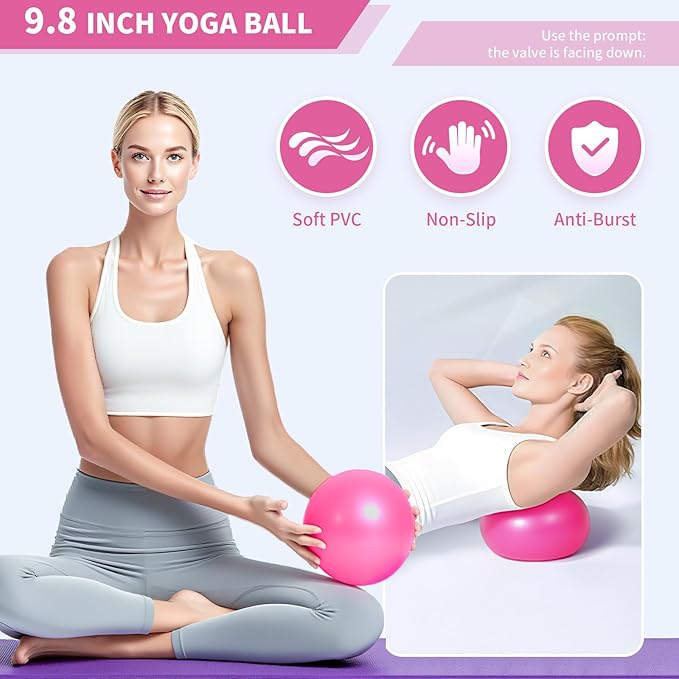 Pilates Set for Beginners Home Workouts,Home Beginners Pilates Essentials Kit for Women,Pilates Equipment Set with Mini Yoga Ball,14 Inch Pilates Ring Resistance Band and Accessories