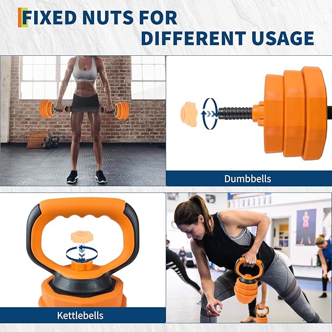 GarveeLife 4-in-1 Adjustable Dumbbell Set, Weight Set Used as Dumbbell, Barbell, Kettlebells & Push up Stand, Home Gym Fitness Exercise Equipment for Men Women