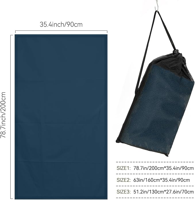 Microfiber Beach Towel-Perfect for Travel, Sports, Camping, Swimming, Yoga, Gym- Quick Dry, Sand Free, Compact, Lightweight, Absorbent (Navy Blue,Large(160x90cm, 63x35”))