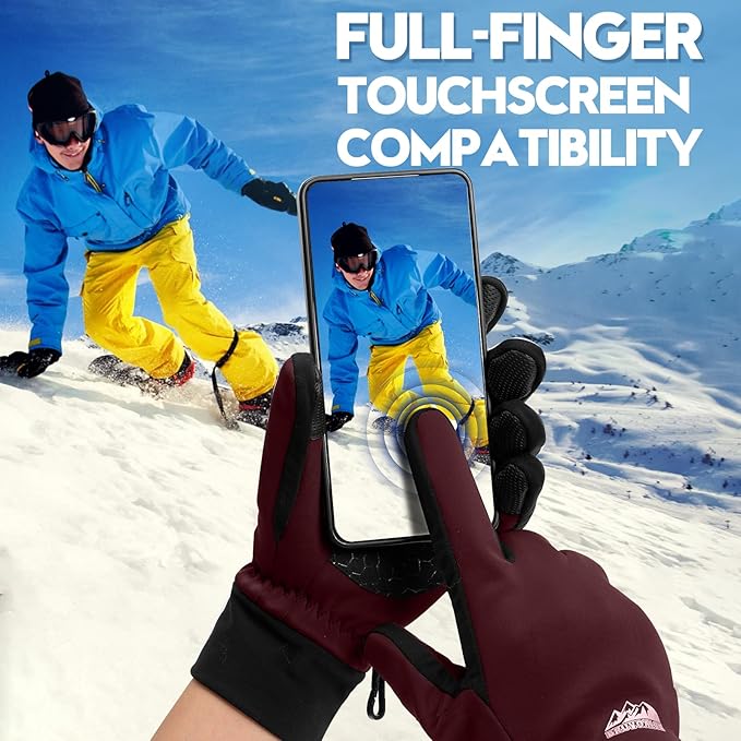 Bruvoalon Winter Gloves for Women & Men, 3M Thermal Insulation, Lycra Fabric, Windproof, Touchscreen, Anti-Slip, Cold Weather