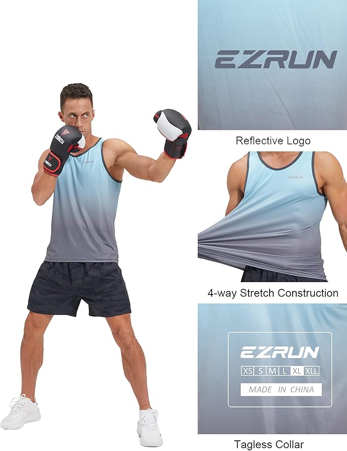 EZRUN Men's Quick Dry Sport Tank Top for Bodybuilding Gym Athletic Jogging Running,Fitness Training Workout Sleeveless Shirts