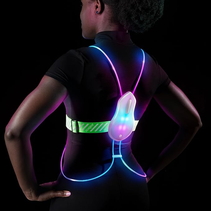 noxgear Tracer2 Multicolor Light Up and Reflective Running Vest | Rechargeable, Ultra-bright Running Lights for Runners
