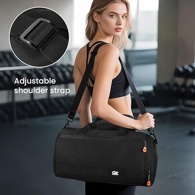 C&F BOGMOST Small Travel Duffel Bag,Compact Sports Small Gym Bag with Shoes Compartment,Lightweight Duffel Bag for Men & Women,Personal Item Travel Bag Weekender Bags for Travel Sports Gym -White
