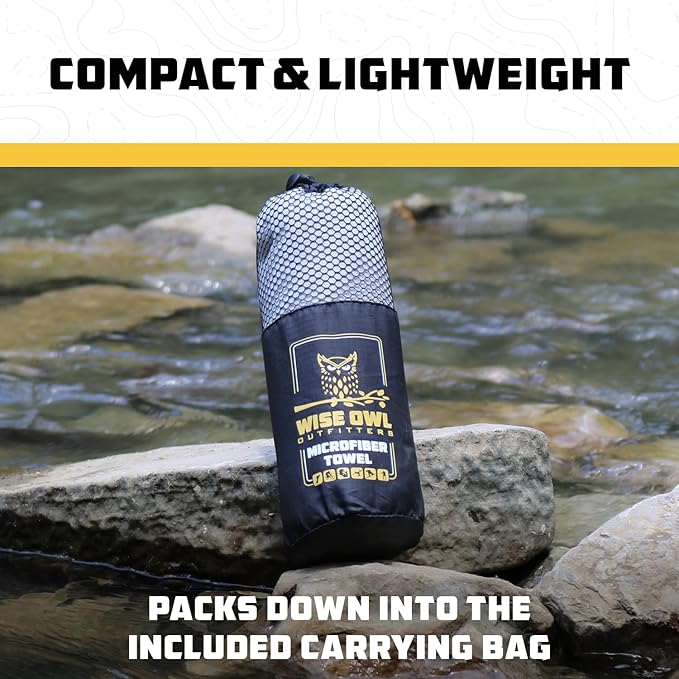 Wise Owl Outfitters Microfiber Camping Towel - Quick Dry Towel for Travel, Backpacking, Hiking, Beach, Gym & Yoga - Compact, Fast Drying & Lightweight