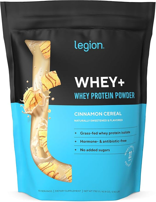 LEGION Whey+ Protein Whey Isolate from Grass Fed Cows - Whey Protein Isolate Powder Low Calorie, Non-GMO, Sugar Free, Lactose and Gluten Free, All Natural Protein Powder for Men & Women, 60 Servings