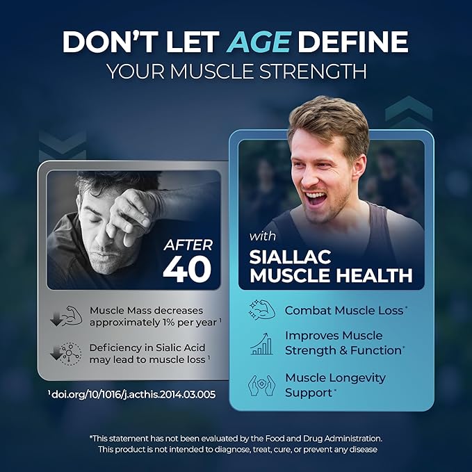 Muscle Health - Made in USA - Enhance Muscle Mass & Strength, Fast Workout Recovery, Reduce Fatigue & Boost Exercise Performance, 6-Sialyllactose (6-SL), 900mg, 90 Tablets
