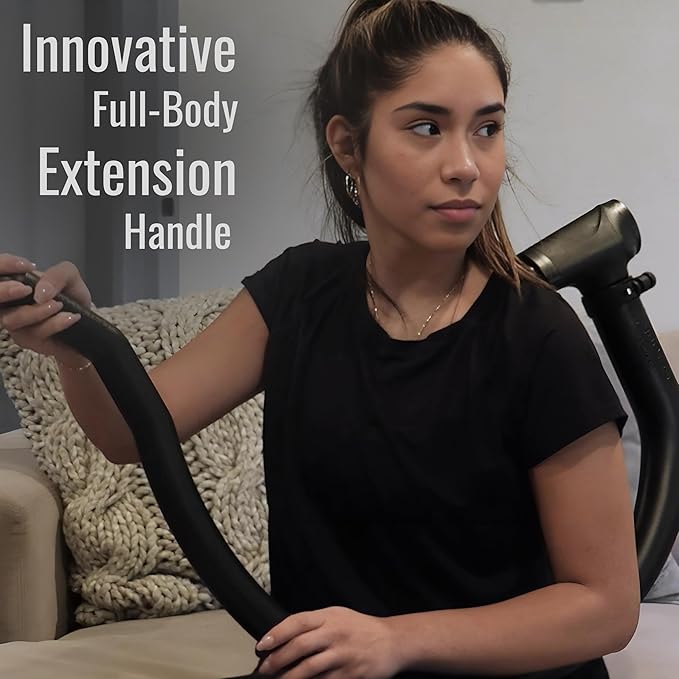 Professional Grade Massage Gun - Deep Tissue Back Massager with Heat and Cold Therapy Tip and Innovative Full-Body Extended Handle