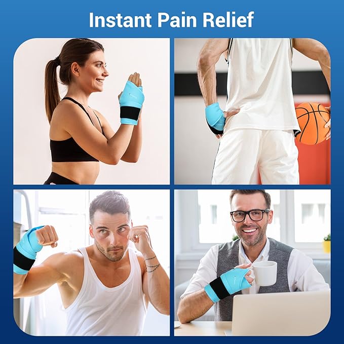 Comfytemp Larger Wrist Ice Pack Wrap for Carpal Tunnel Relief, Reusable Longer Gel Wrist Brace Hot Cold Compression for Hand Pain Injury, Tendonitis, Arthritis, Surgery Gift