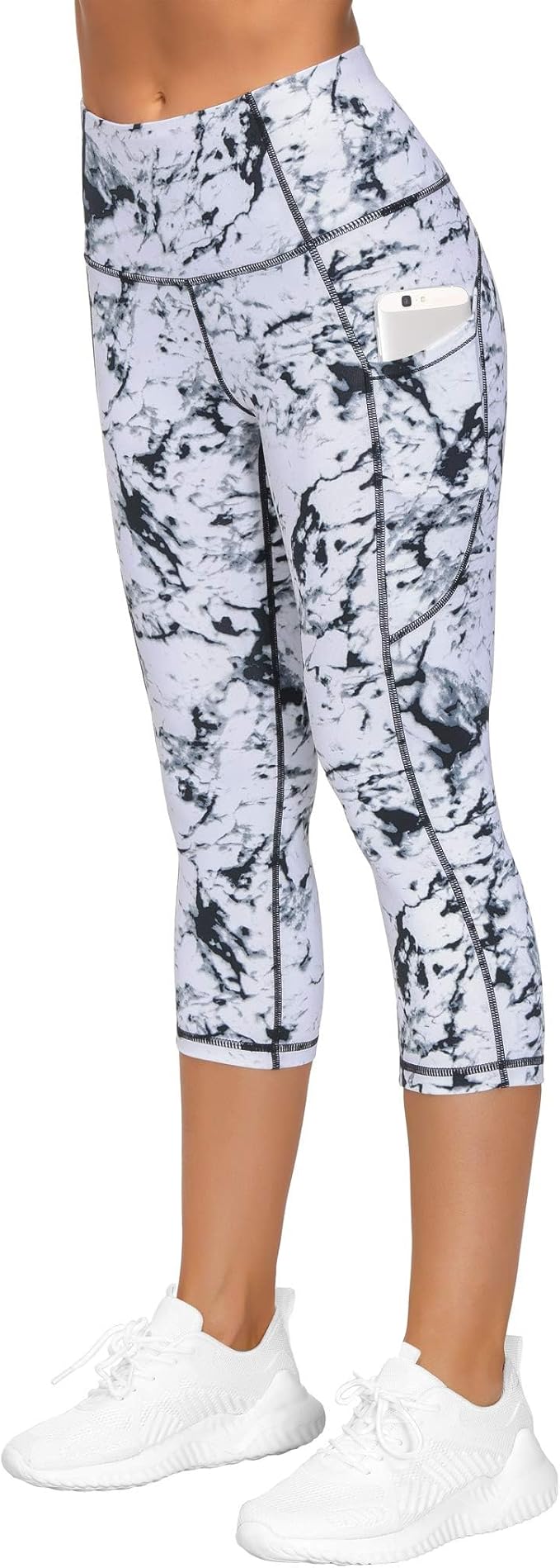 THE GYM PEOPLE Thick High Waist Capris Yoga Pants with Pockets, Tummy Control Workout Running Yoga Leggings for Women