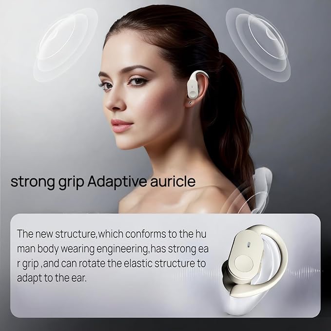 Wireless Earbuds Bluetooth Headphones, 80H Battery with Charging Case, Bluetooth 5.3, Physical Buttons, Real-Time Translation APP, Sport Ear Hooks for Running/Gym/Travel (White)
